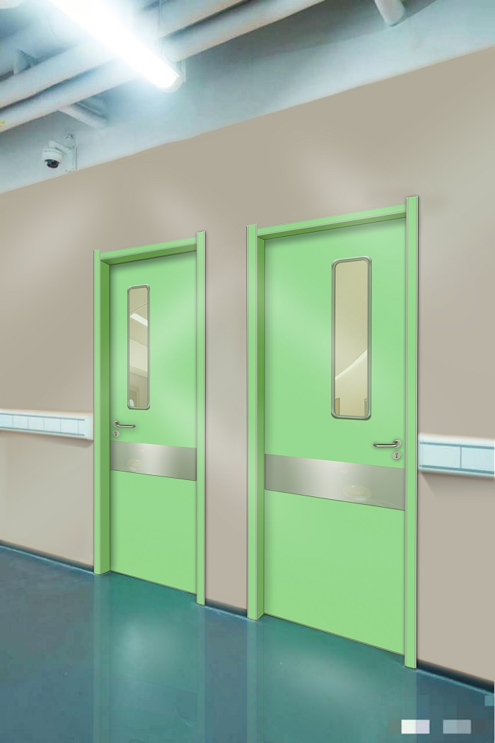 淺綠色醫院專用門 子母門款式